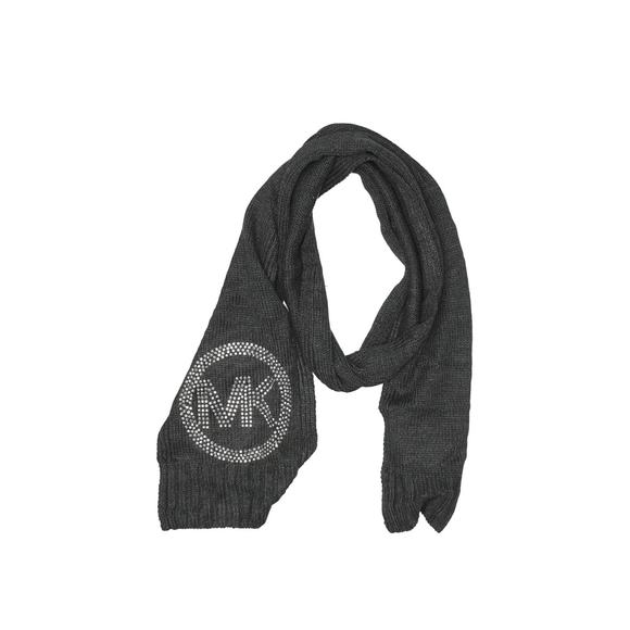 NWT Michael Kors Charcoal Gray w/Silver Studs Logo Scarf 72" x 8" - Picture 1 of 5